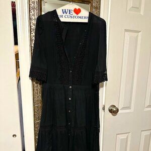 Gap - black eyelet dress, size M tall